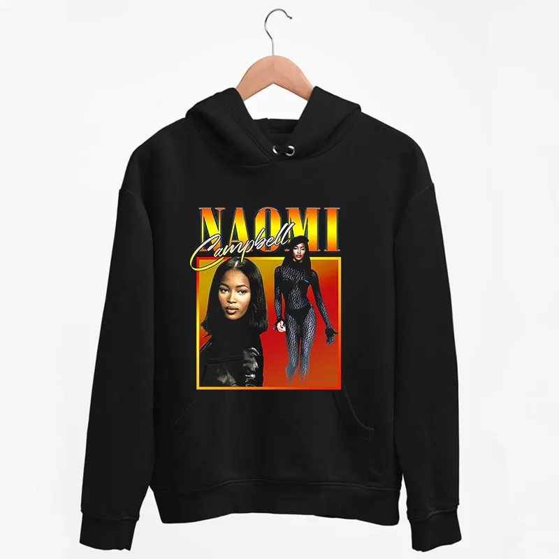 Black Hoodie Vintage Inspired Naomi Campbell T Shirt