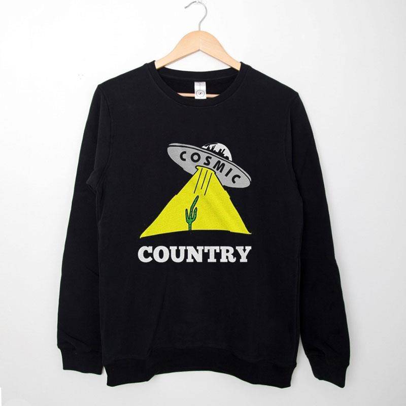 Black Sweatshirt Cactus Space Ship Cosmic Country T Shirt