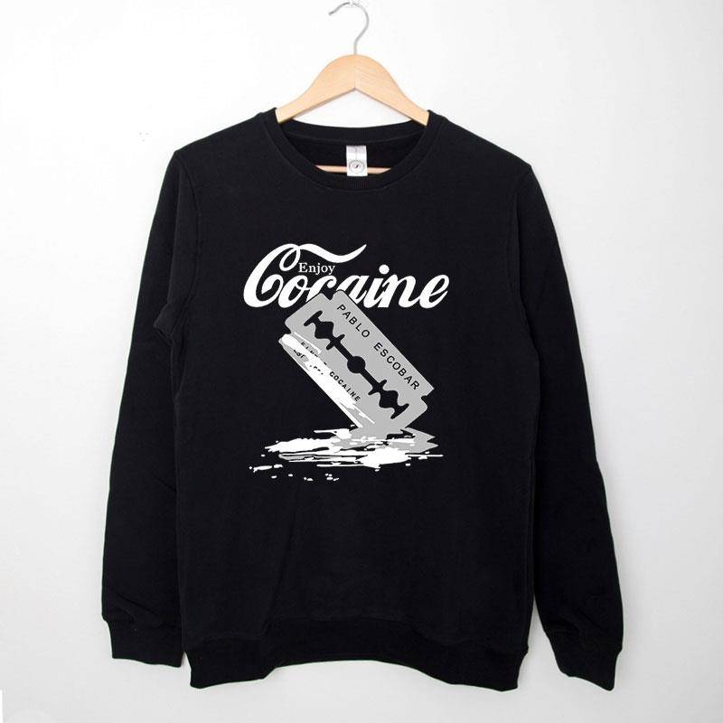 Black Sweatshirt Enjoy Cocaine Drug Razor Blade T Shirt