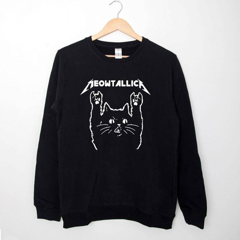 Black Sweatshirt Funny Meowtallica Rock Cat Metal T Shirt