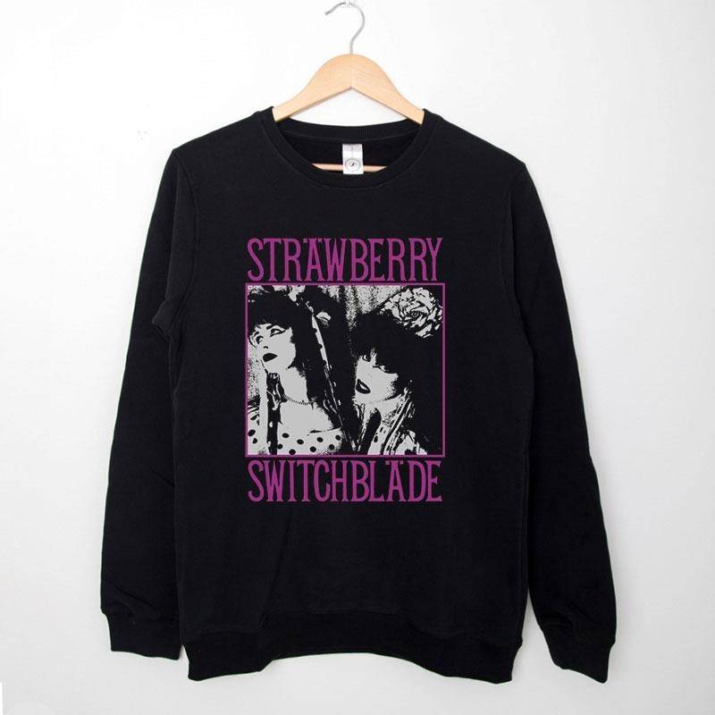Black Sweatshirt Retro Vintage Strawberry Switchblade Band T Shirt