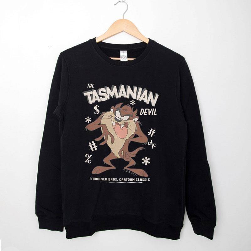 Black Sweatshirt Vintage Tazmania Devil Loney Tunes T Shirt