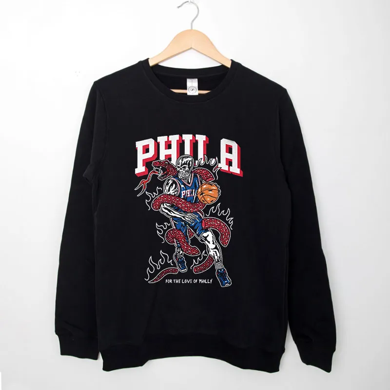 Black Sweatshirt Warren Lotas For The Love Of Philly Philadelphia 76ers T Shirt