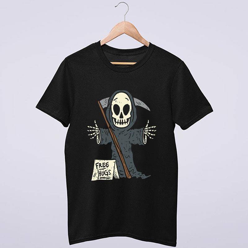Funny Free Hugs Reaper Skull Rock T Shirt