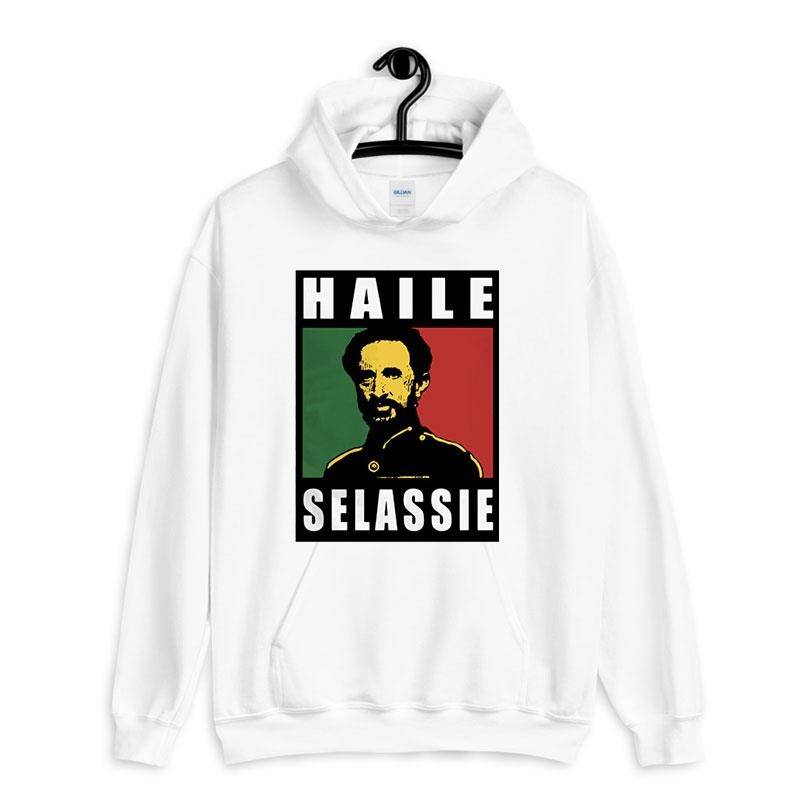 White Hoodie Vintage Inspired Haile Selassie Emperor T Shirt