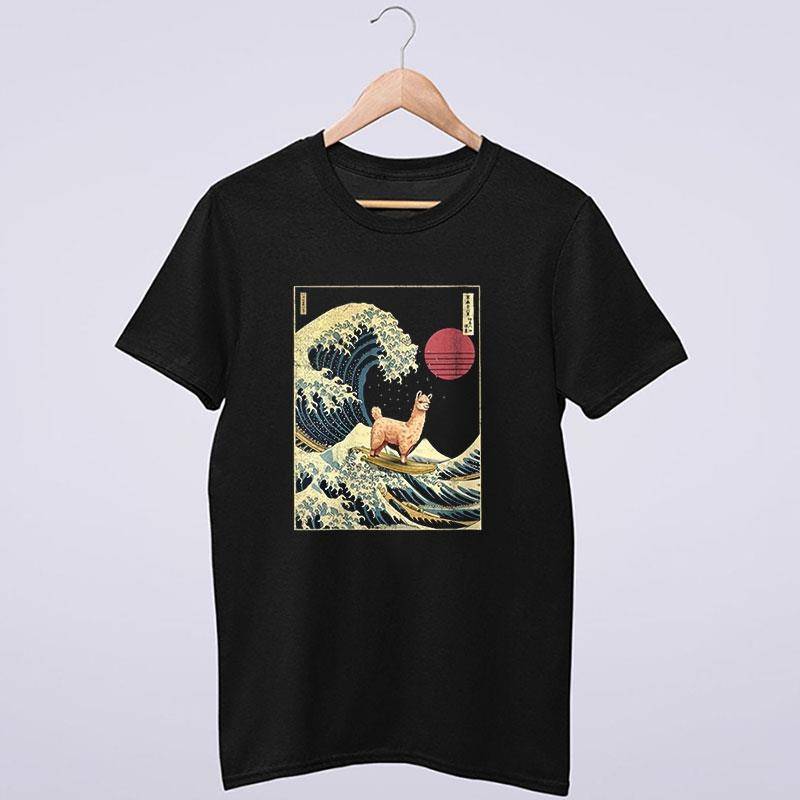 Alpaca Kanagawa Wave Funny Surf Shirt