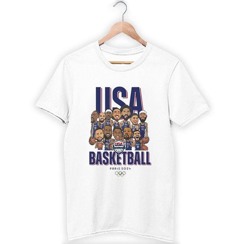 Anthony Edwards Art Usa Basketball Paris 2024 Shirt